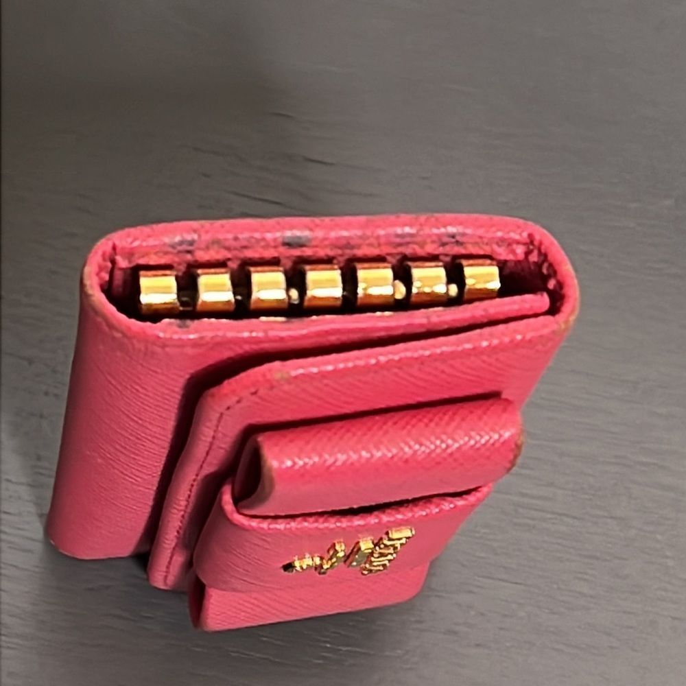 Prada Saffiano Ribbon Leather Key Case Pink & unbranded keychain charm strap - Picture 8 of 12
